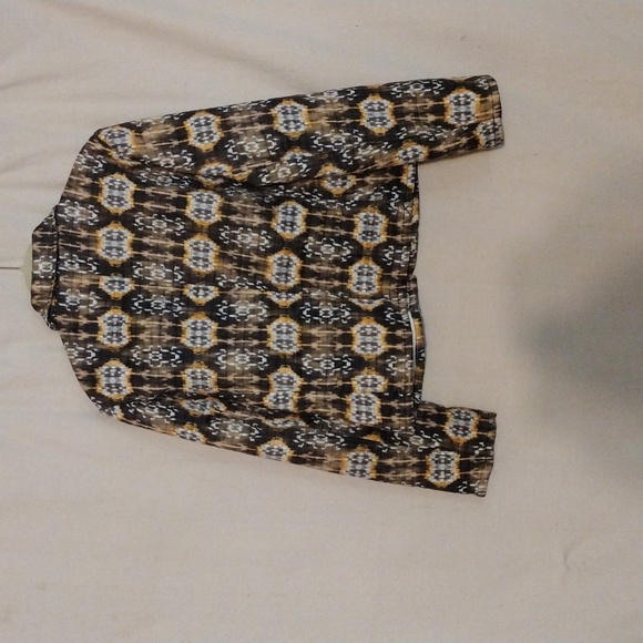 Harvey Bernard Quilted Ikat Blazer Jacket  bohemian Aztec Open Face Sz 10 Boho - Picture 2 of 7